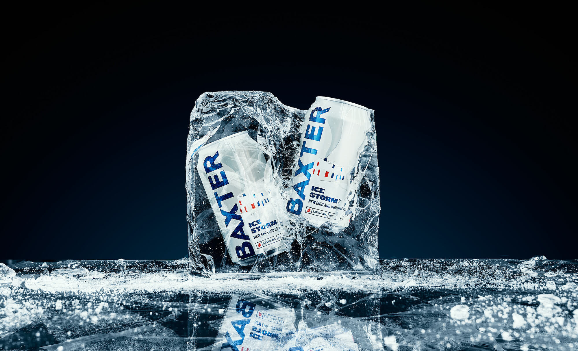 image of beer can ice storm of 98 in a block of ice