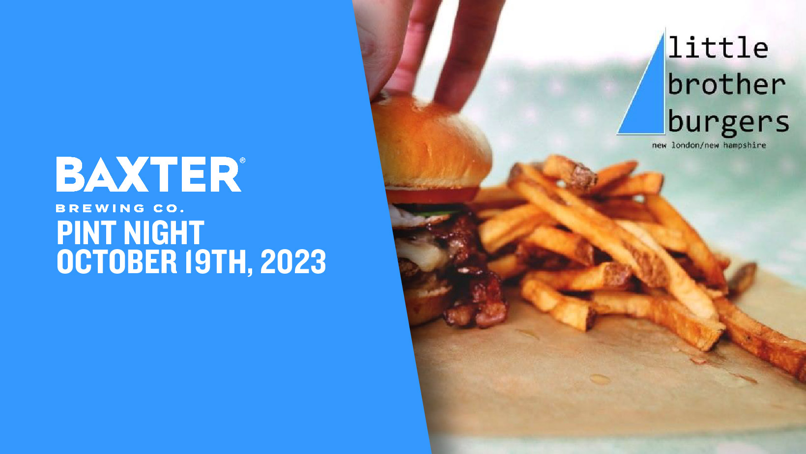 image promoting a pint night at Little Brothers Burgers on October 19th