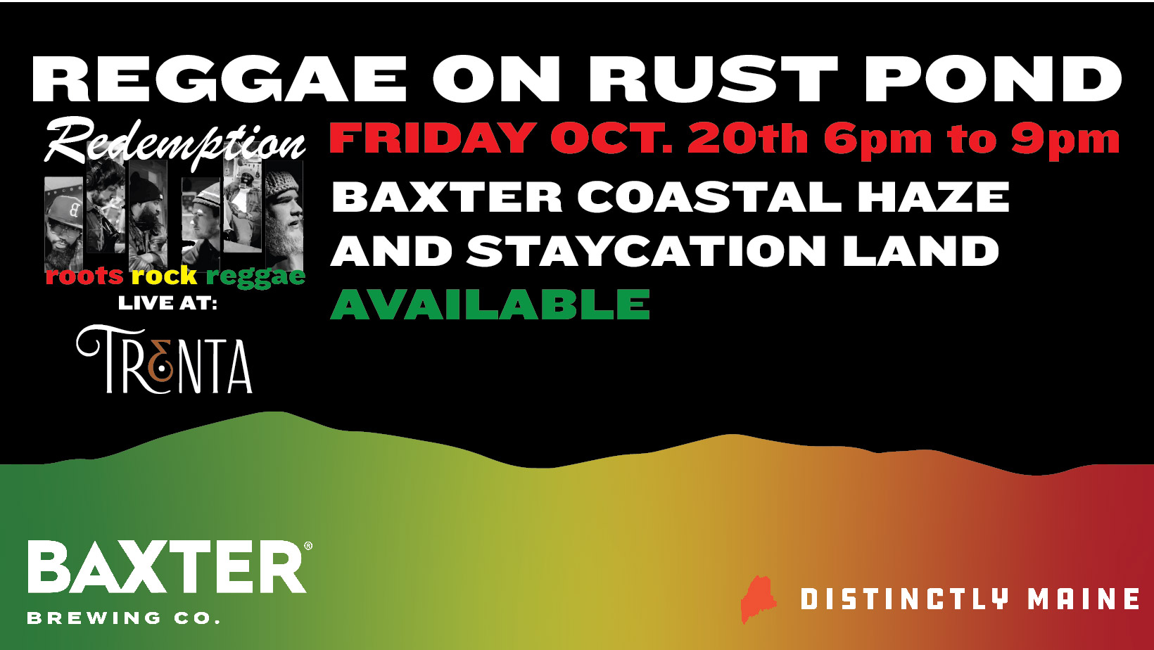image promoting an event on October 20th Reggae on Rust Pond