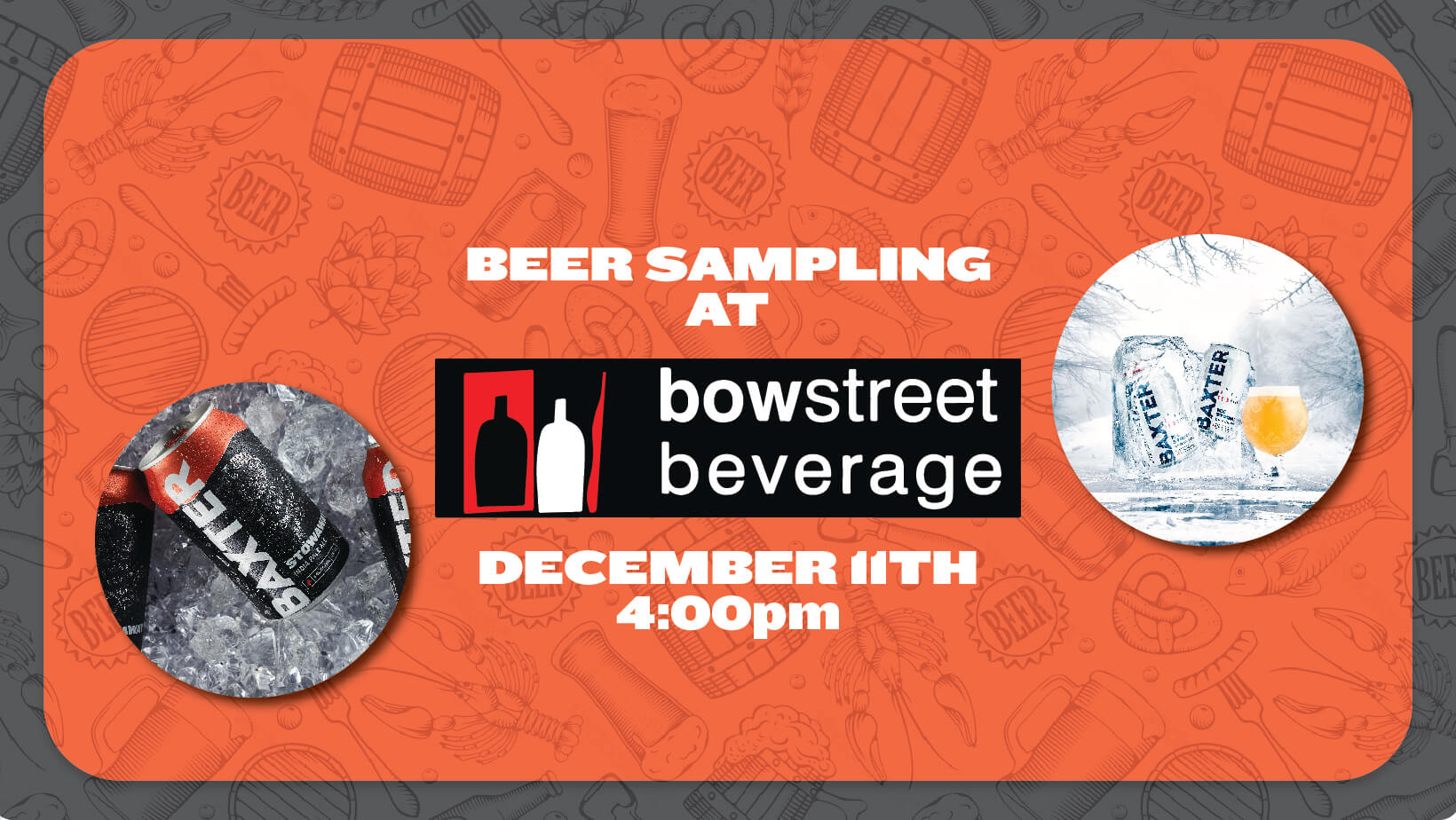 image promoting a beer sampling on December 11th, at Bow Street Portland