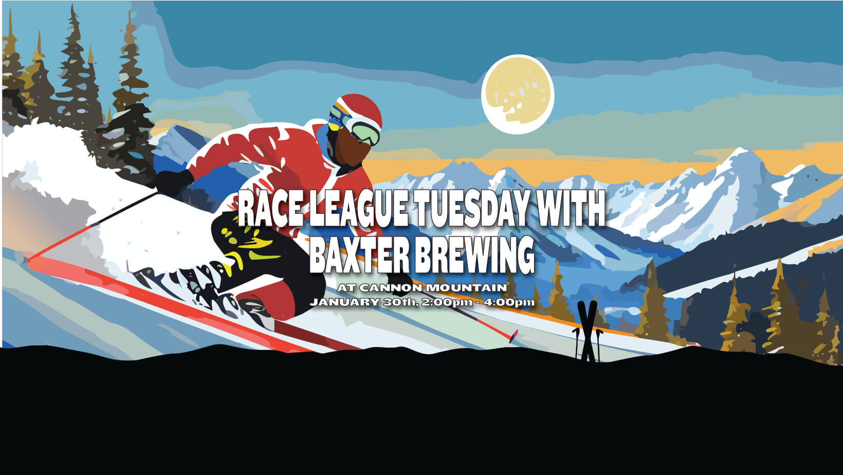 image promoting a race league tasting event at Cannon Mountain